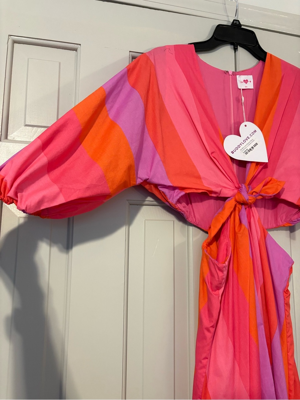 NEW Buddy Love Small Maxine Striped Tie-Front Side Cut Out Maxi Dress - Picture 6 of 9